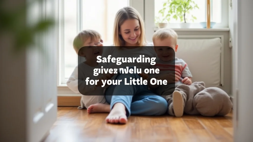 This image shows a baby crawling on a clean floor near safely secured furniture for home safeguarding.